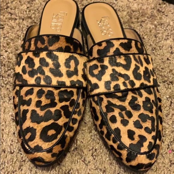 franco sarto leopard mules